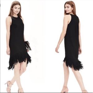 Banana Republic high low black fringe dress